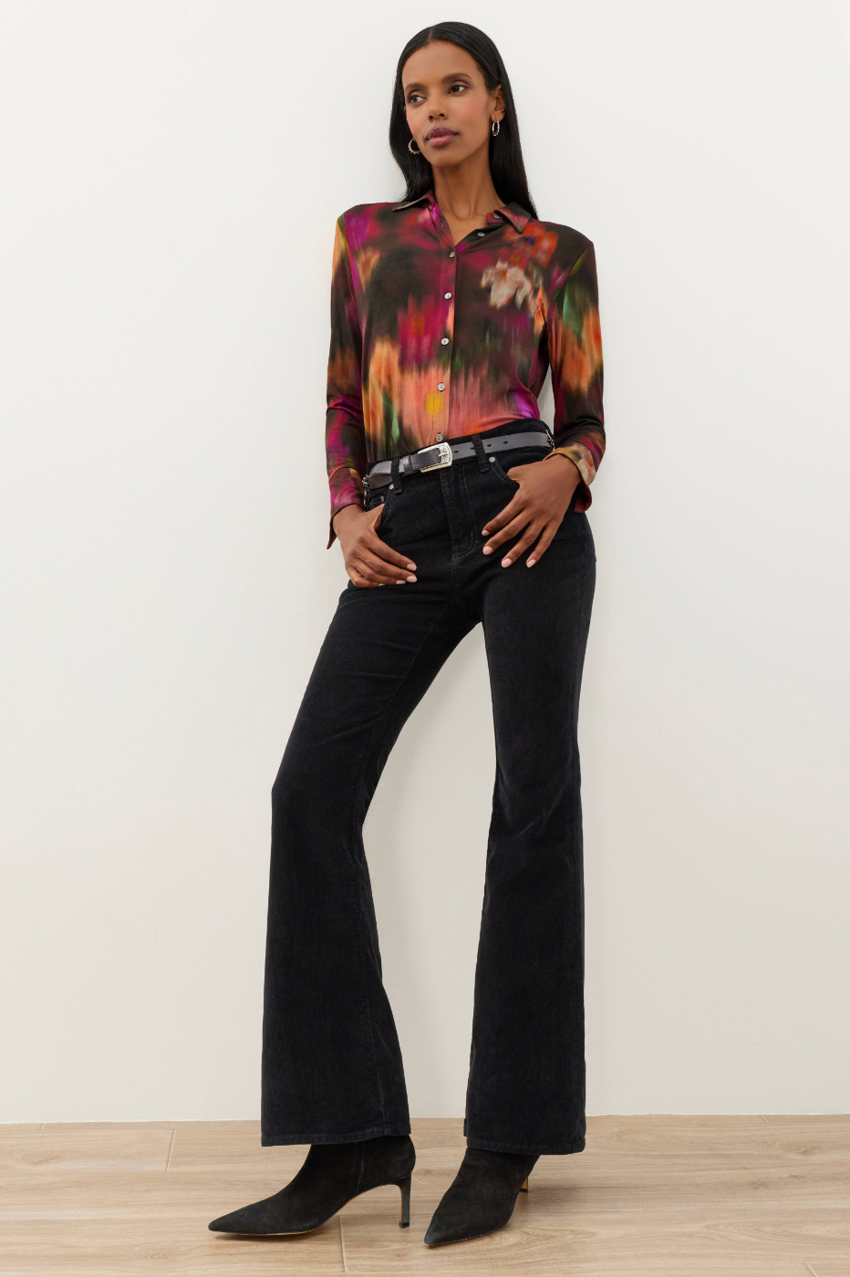 Johnny Was Janie Favorite Button Front Shirt - Florenda Dark, view 3