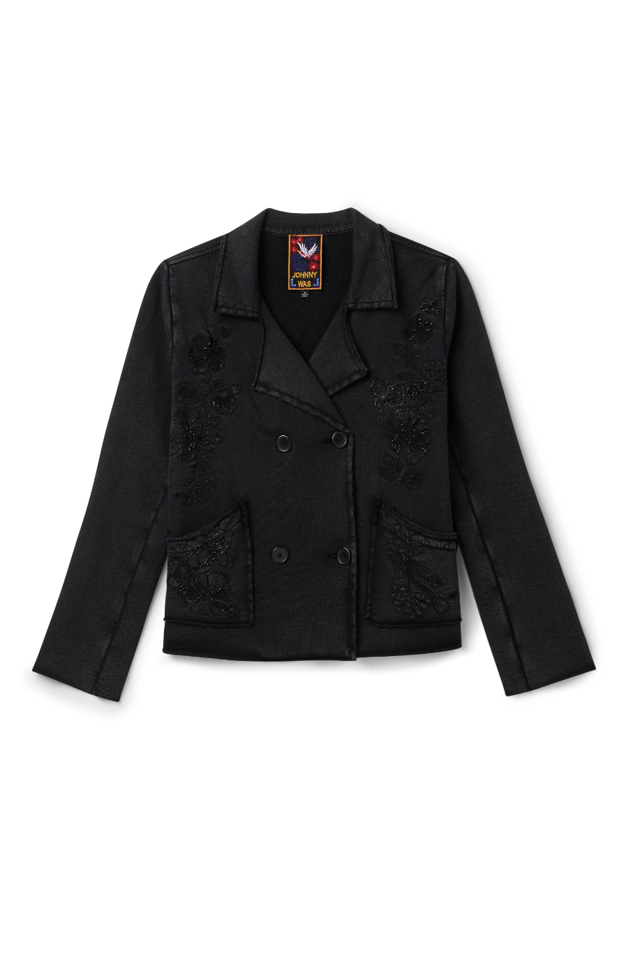 Johnny Was Kadir Seamed French Terry Jacket - Washed Black, view 4