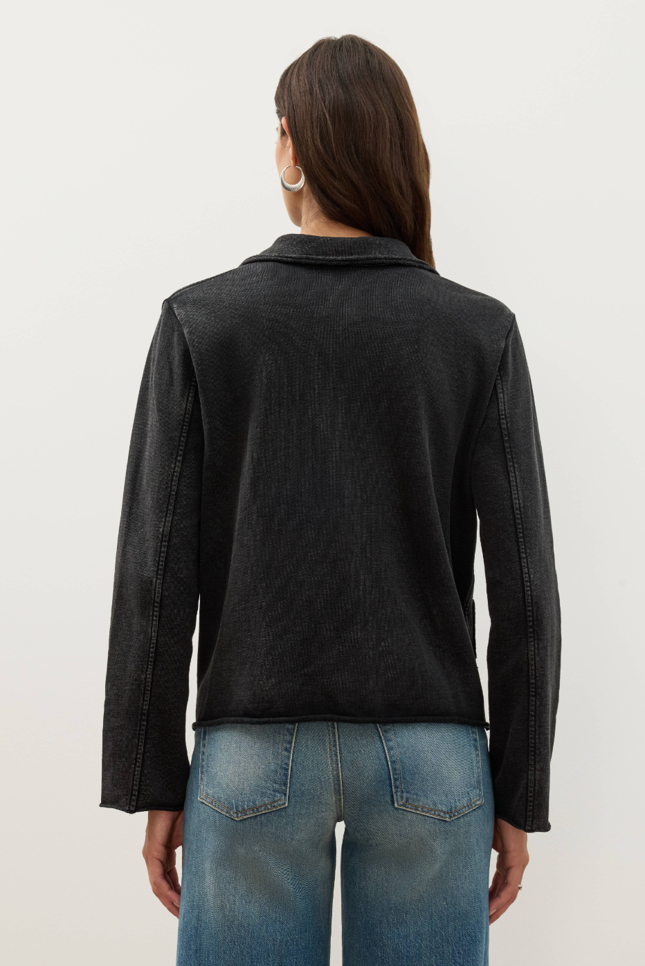 Johnny Was Kadir Seamed French Terry Jacket - Washed Black, view 3