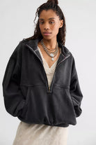 Banks Half-Zip Pullover - Soot Grey by Free People | 25 South Boutiques