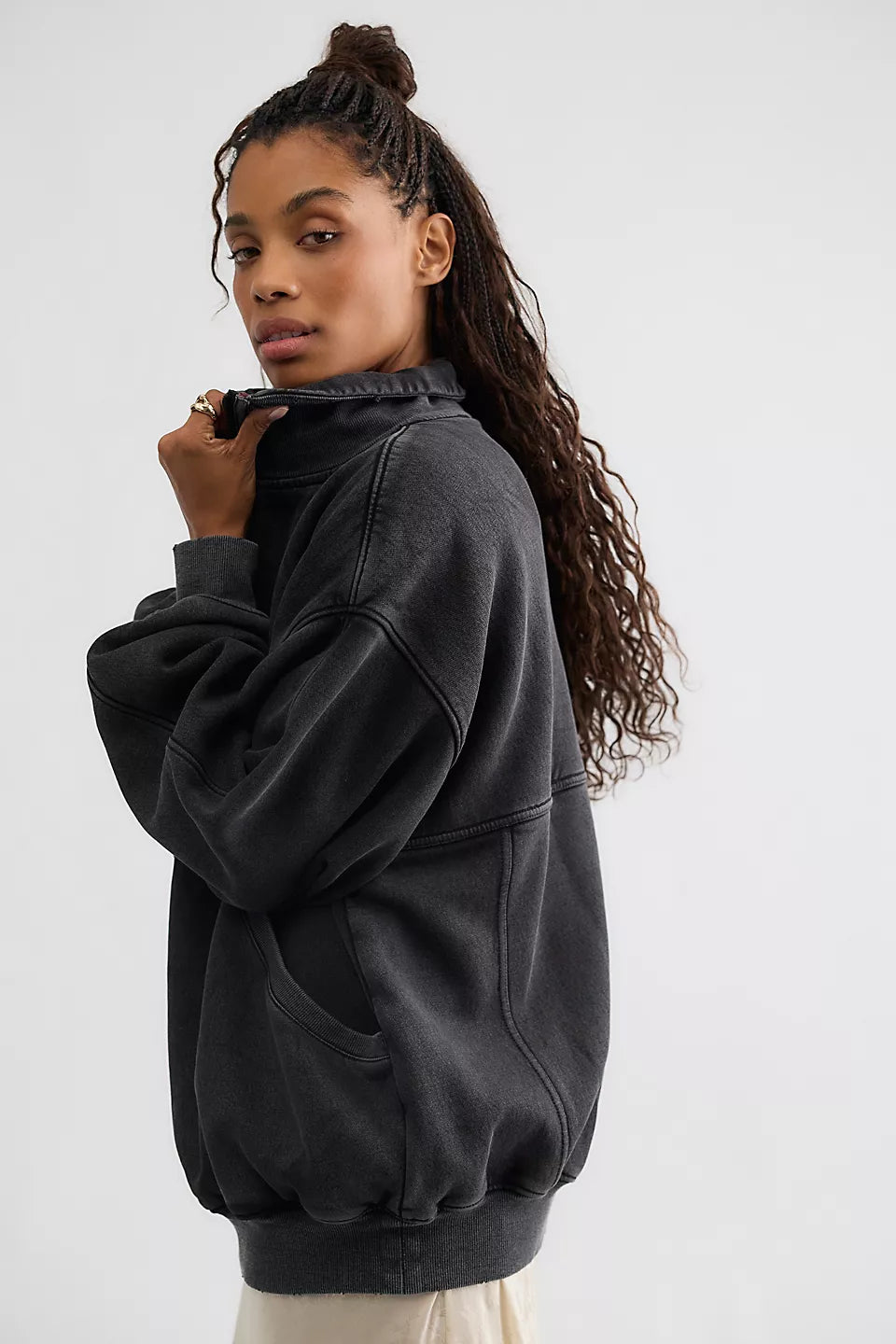 Banks Half-Zip Pullover - Soot Grey by Free People — alternate view