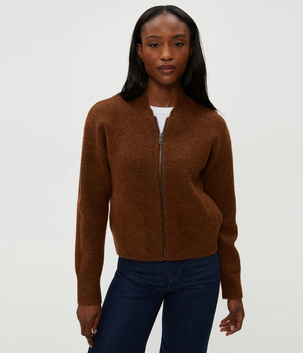 type cardigan”羊革“ 黒“ 短丈“bomber jacket Lidia Cropped Bomber Jacket - Espresso– 25 South Boutiques