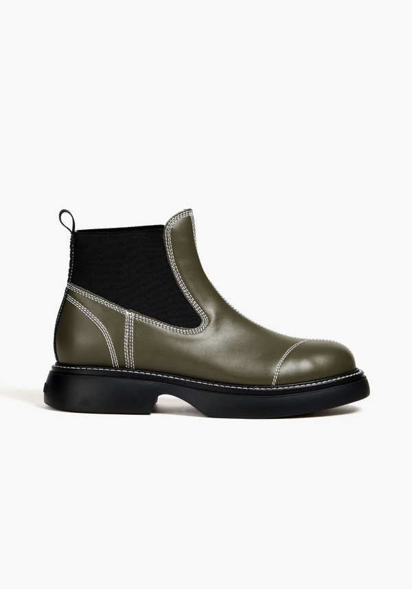 Stitched Knee High Chelsea Boot - Black