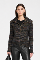 Autumn Cashmere Space Dye Basketweave Zip Front Jacket - Magma