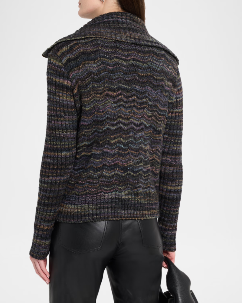 Autumn Cashmere Space Dye Basketweave Zip Front Jacket - Magma, view 3