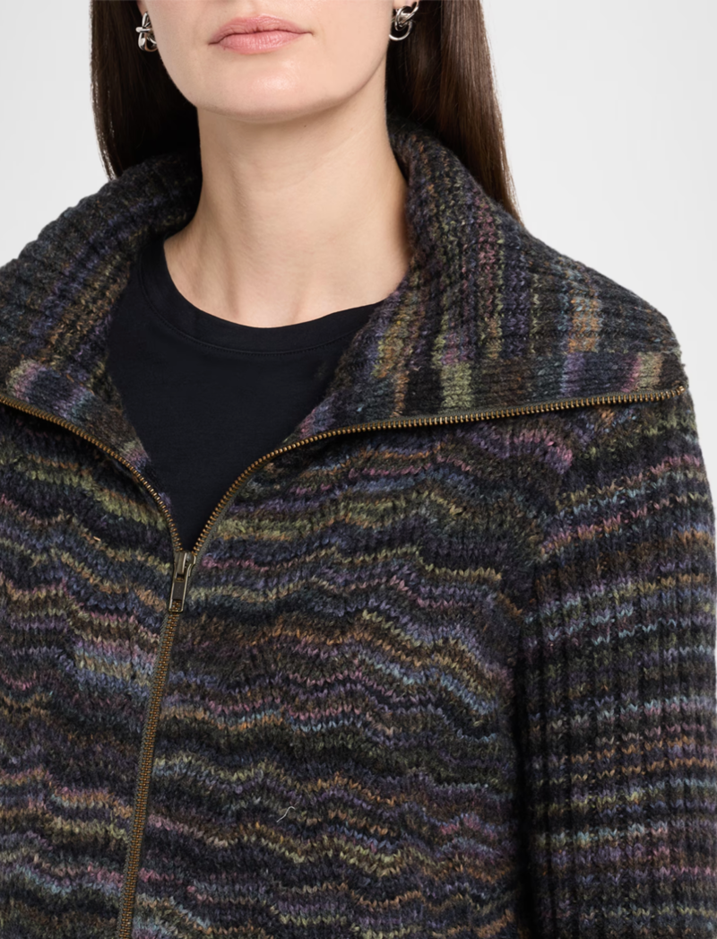 Autumn Cashmere Space Dye Basketweave Zip Front Jacket - Magma, view 2