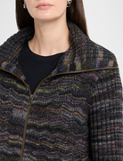 Autumn Cashmere Space Dye Basketweave Zip Front Jacket - Magma, view 2