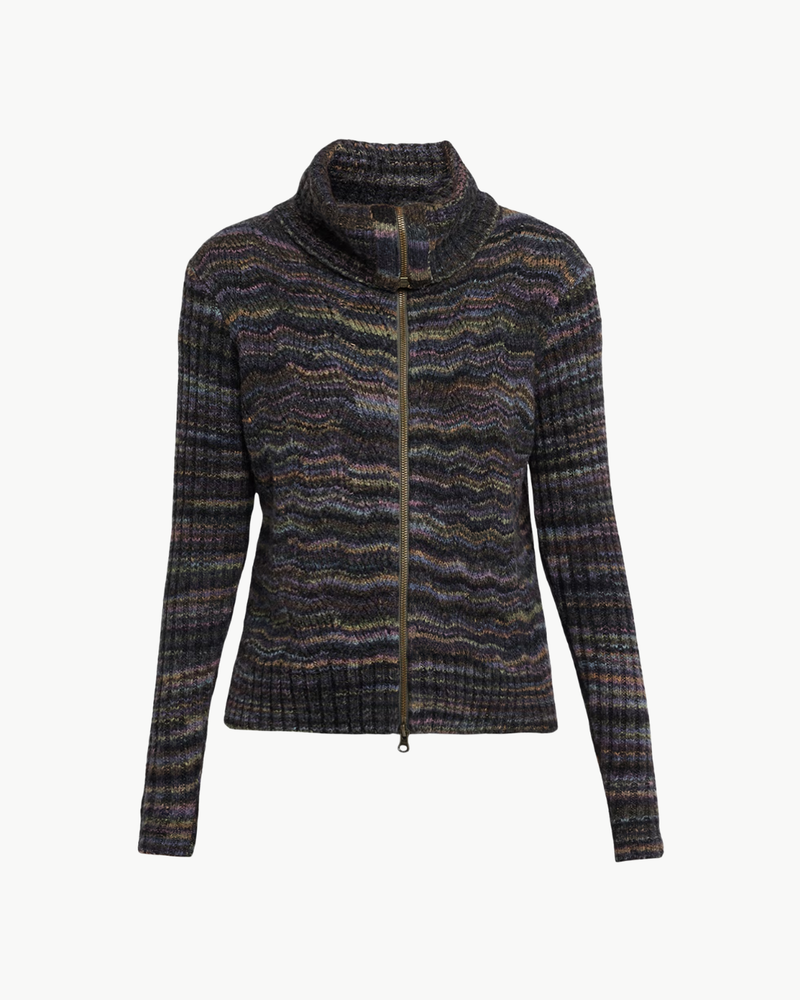 Autumn Cashmere Space Dye Basketweave Zip Front Jacket - Magma, view 4