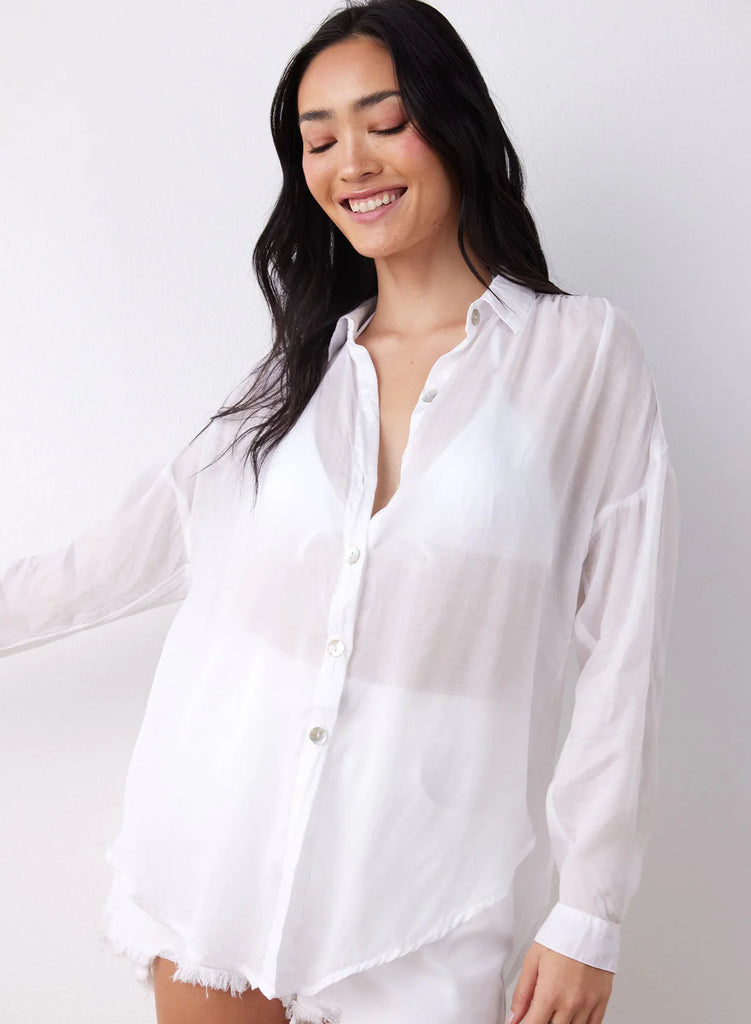 Flowy Beach Shirt - White 25 South Boutiques Flowy Beach Shirt - White 25 South Boutiques