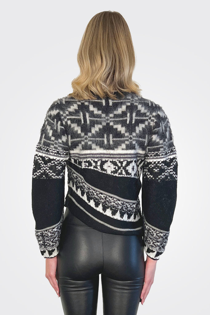 Nordic Knit Crewneck Sweater - Black Off White