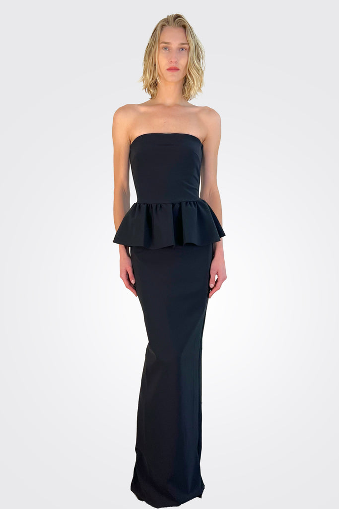 Panthea Strapless Peplum Gown - Black 25 South Boutiques Panthea Strapless Peplum Gown - Black 25 South Boutiques