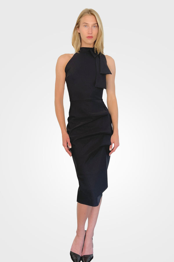 chiara boni la petite robe halter ruffle midi dress Chiara Boni La Petite Robe Gudrum Halter Ruffle Gown