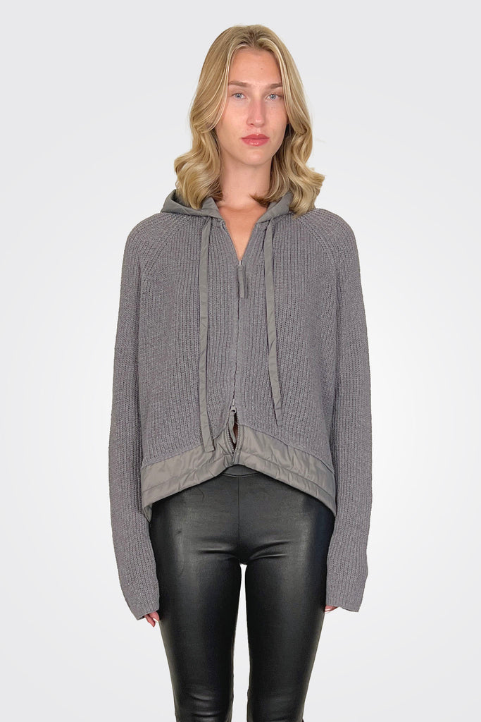 Contrast Zip Hoodie - Dark Grey