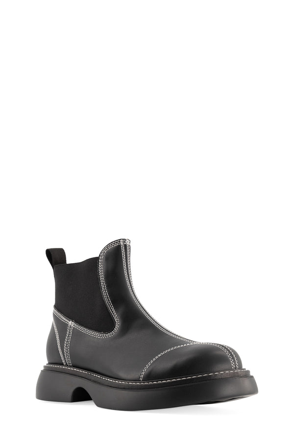 Stitched Knee High Chelsea Boot - Black