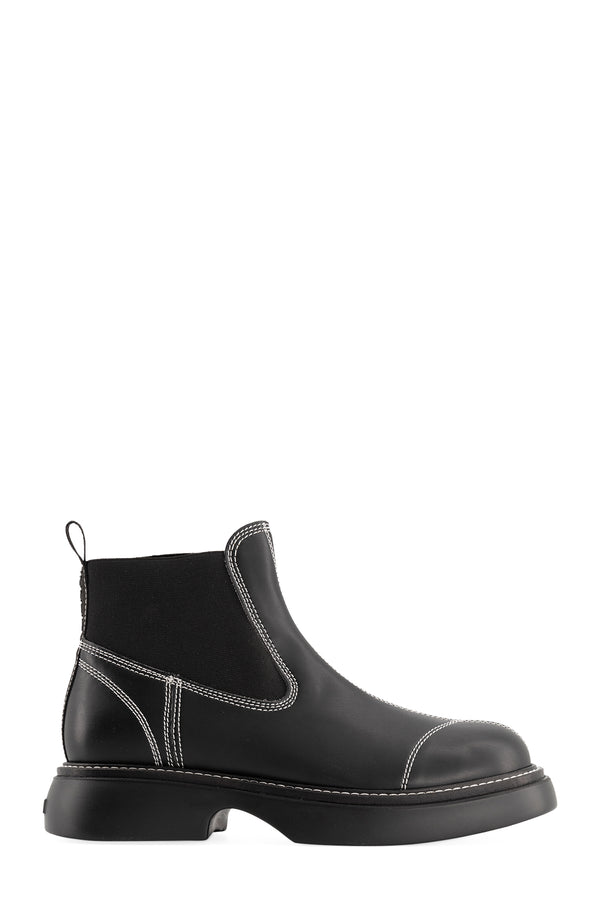 Stitched Knee High Chelsea Boot - Black