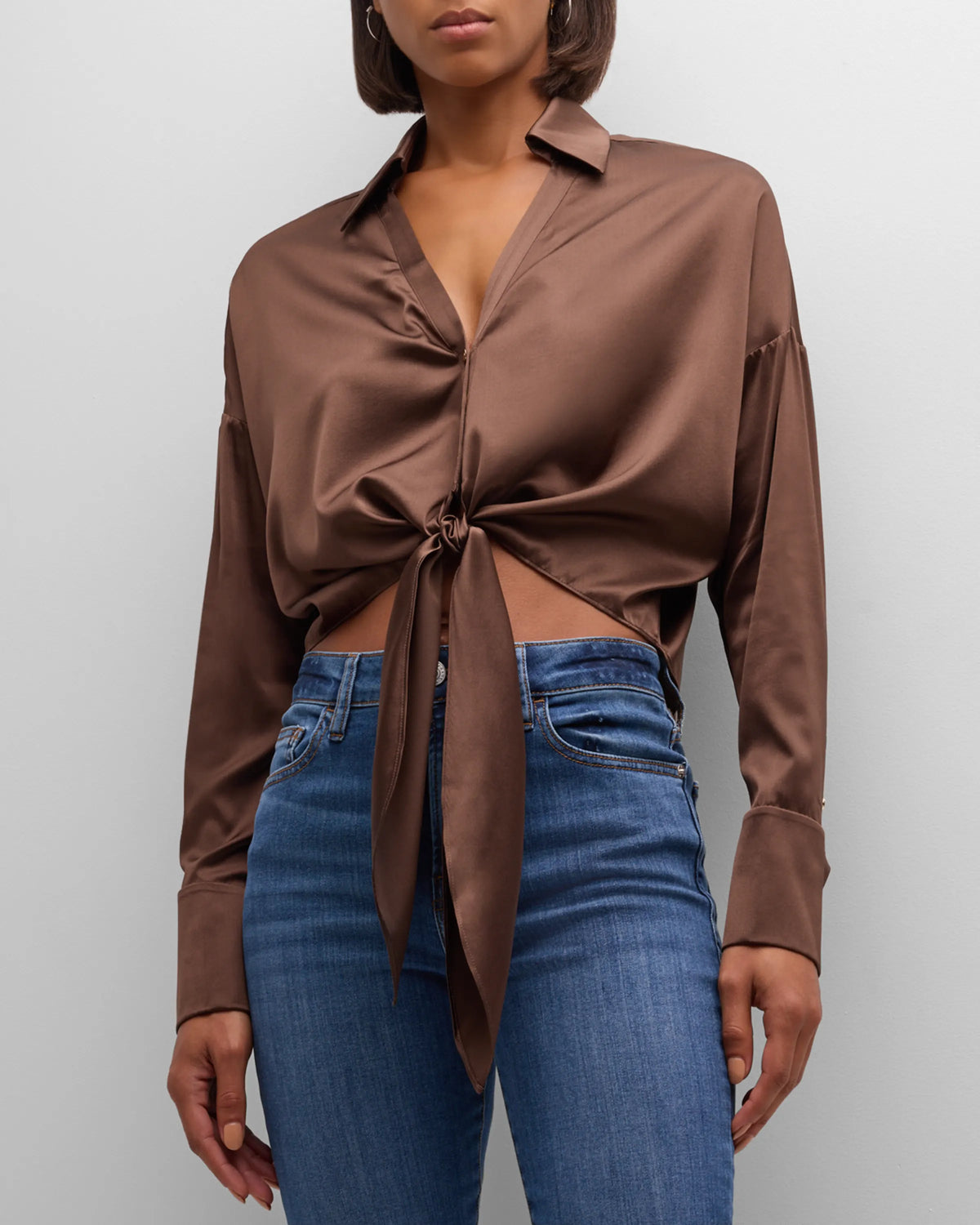 Farrah Silk Tie Front Blouse - Desert – 25 South Boutiques