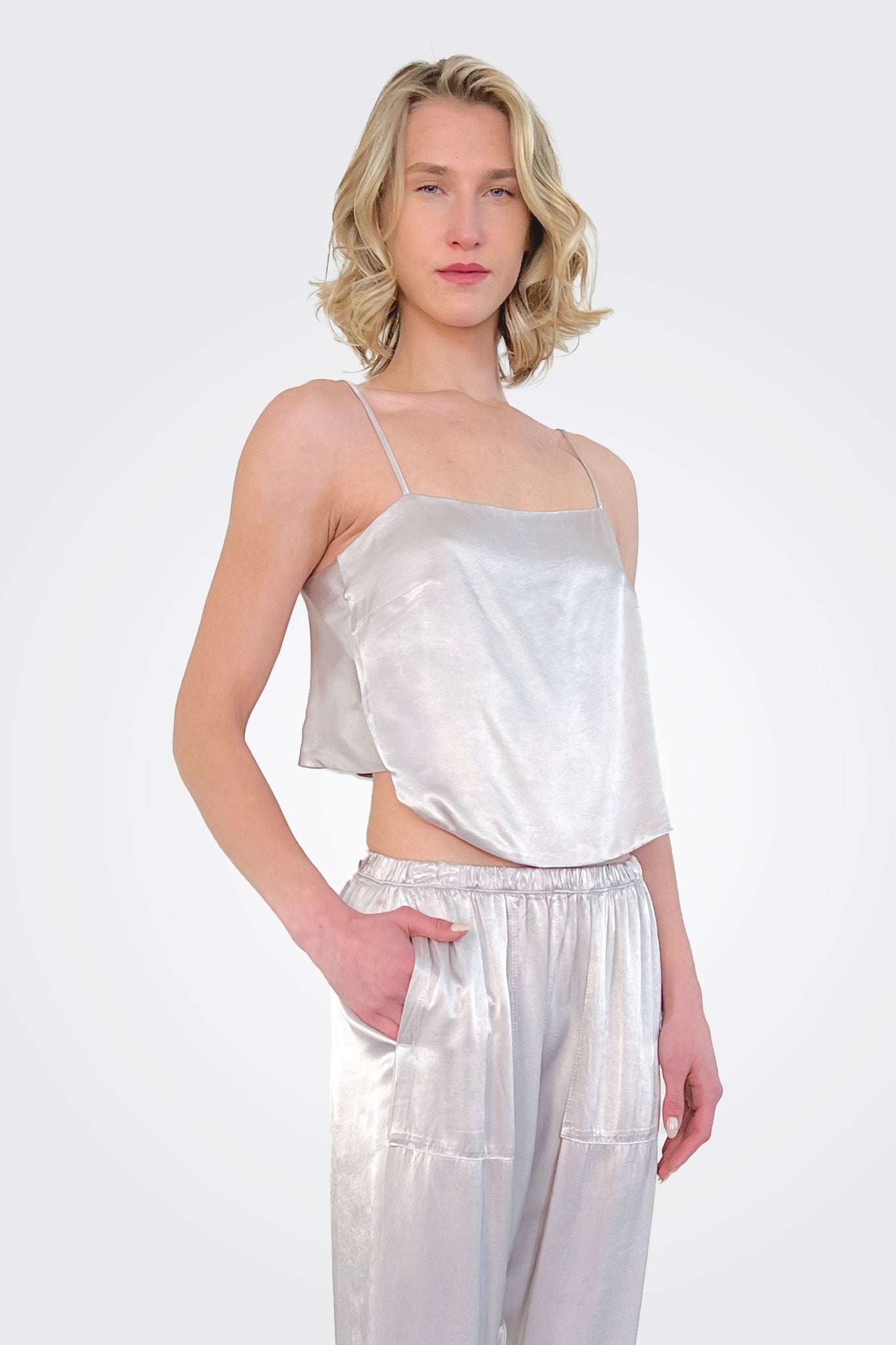 Georgia Vintage Satin Top - Silver by Pharaoh — alternate view