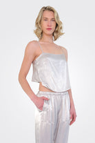 Georgia Vintage Satin Top - Silver by Pharaoh — alternate view