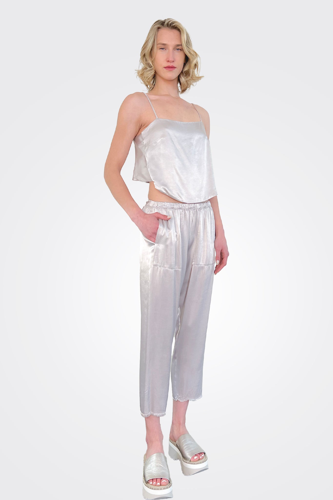 Georgia Vintage Satin Top - Silver by Pharaoh — view 3
