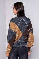 Tribal Diamond Pattern Button Front Knit Cardigan - H Charcoal, view 3