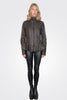 Flared Hem Hooded Leather Jacket - Turf