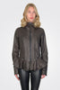 Flared Hem Hooded Leather Jacket - Turf