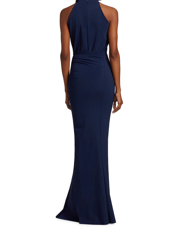 chiara boni la petite robe halter ruffle midi dress Chiara Boni La Petite Robe Women's Gudrum Halter Ruffle Gown - Fuchsia