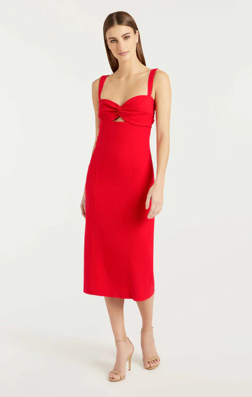cinq a sept red dress Cinq A Sept Fia Draped Midi Dress | Red