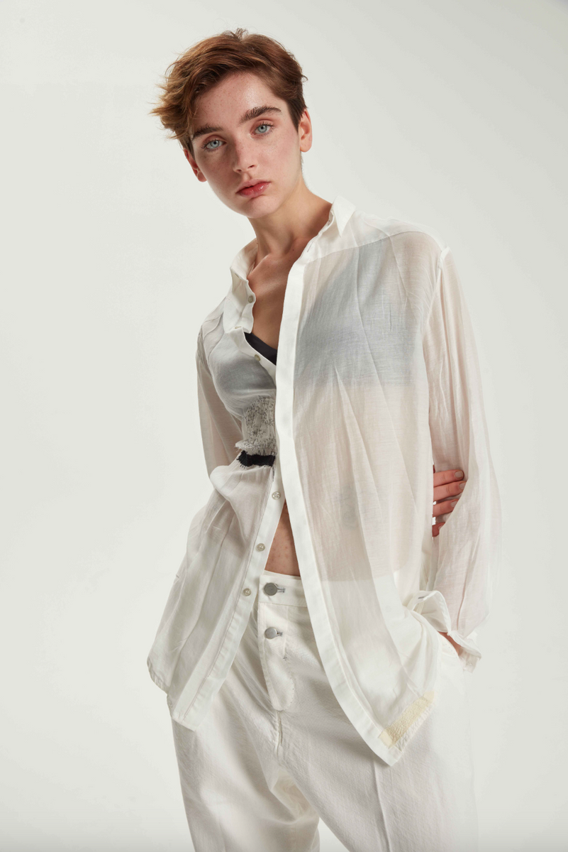 Heriter cotton voile blouse オフホワイト Cotton & Silk Voile Shirt - Original Off White– 25 South Boutiques